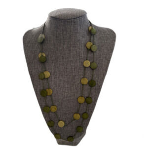 Disc Style Double Layered Necklace About 13” Long